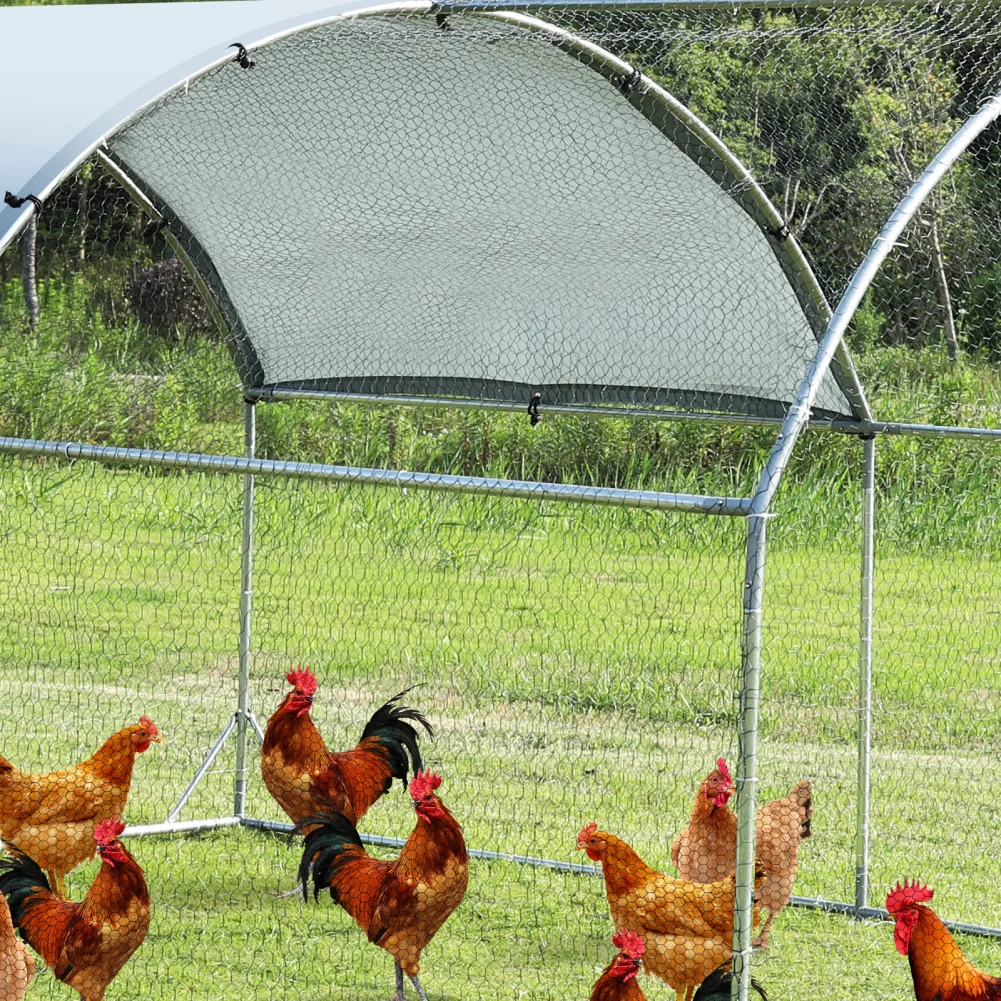 Chicken House Metal Hen Cage With Waterproof Cover Coated Hexagonal Steel Wire Mesh Rain Snow Protection Pet Cage For Chicken