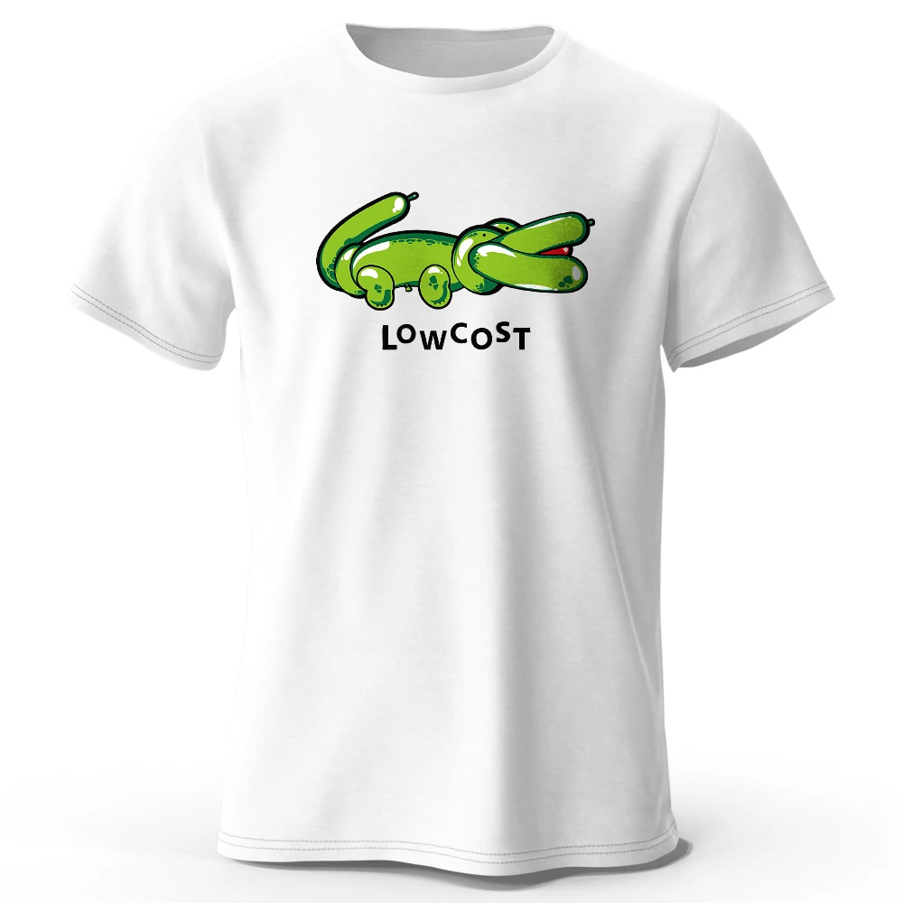 Men's Joke The Lowcost Printed T-Shirt 100% Cotton Oversized Funny Graphic Tees for Women Summer Tops Casual Streetwear