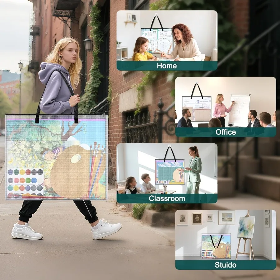 Borse per portafogli artistici da 20x26 pollici Custodia per opere d'arte con manico e cerniera Organizzatore di cartelle impermeabili in rete per bacheca