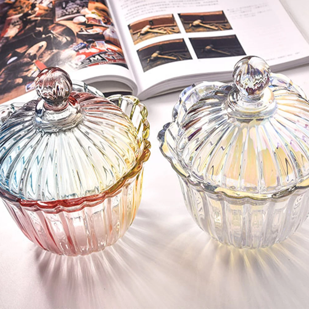 

Glass Snacks Can Colorful Texture Beautiful Decoration Transparent Design Keeps Contents Clean Dry Suitable for Candies Swabs