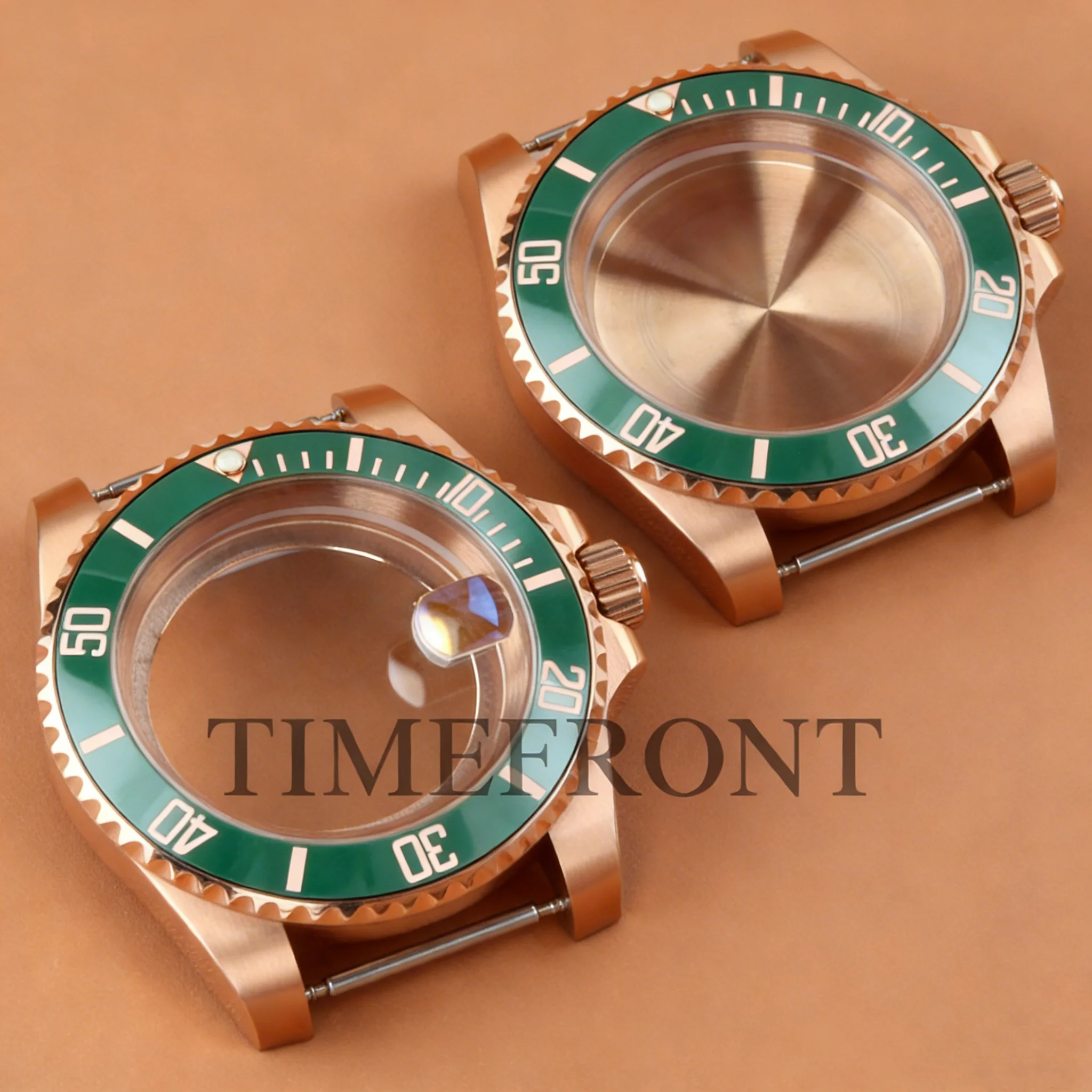 

Rose Gold PVD 40mm NH35 Watch Case Classic Green Bezel Fit Submariner Yacht-master MOD Watch Modified Accessories 28.5mm Dial