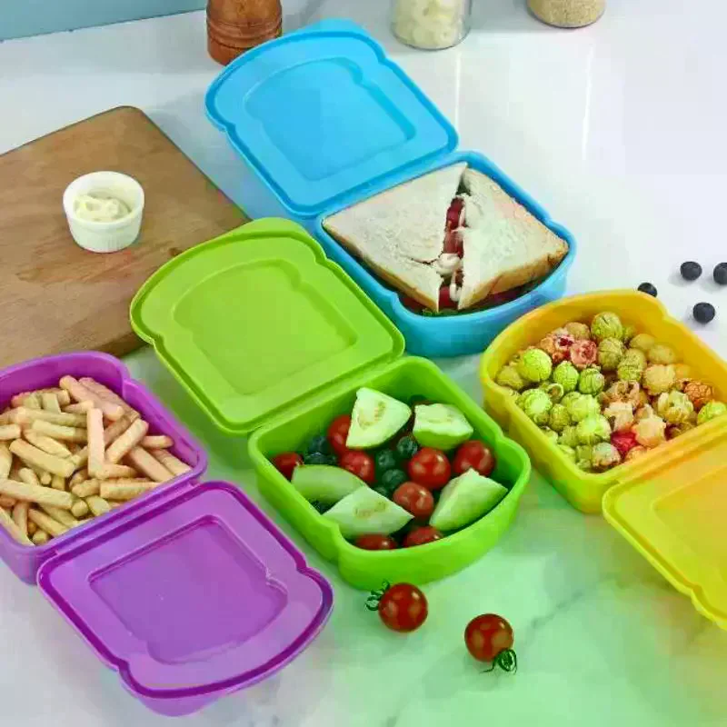 Toast Sandwich Lunch Boxes Reusable Snacks Container: Food Storage Kids School Office Work Travel Outdoor Picnics