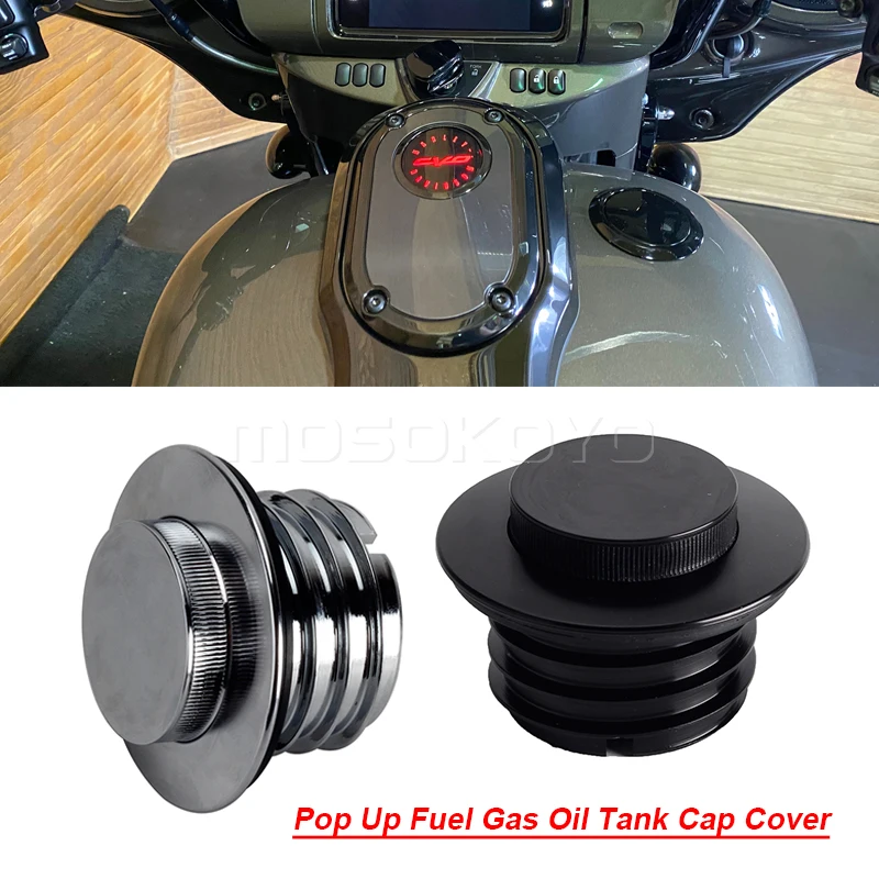 Motorcycle Pop Up Gas Cap Fuel Tank Cover Cap Screw-In Pop-up Fuel Cap For Harley Street Road Glide ST FLTRXST FLHXST 21+ Tanks