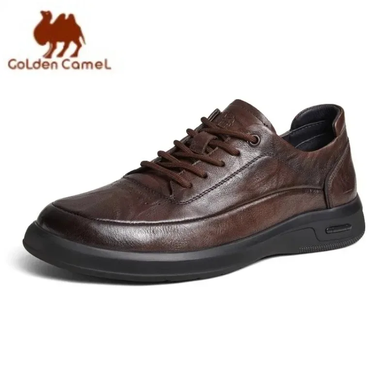 GOLDEN CAMEL Men's Sports Shoes Soft Sole Male Sneaker Comfortable Middle-aged Dad Casual Business Genuine Leather Shoes for Men