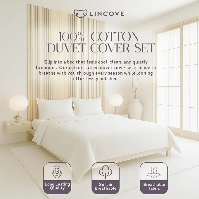 Luxury Duvet Cover Set 100 Cotton Sateen Duvet Cover Ultra Soft Premium Hotel Quality Design Bedding Set 400 Thread Count