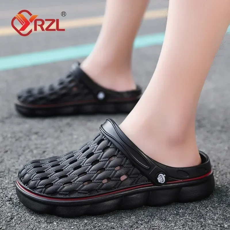 YRZL Slippers Men Comfortable Beach Sandals Men 2024 Summer New Anti Slip Outdoor Hollow Breathable Clogs Sandals for Men