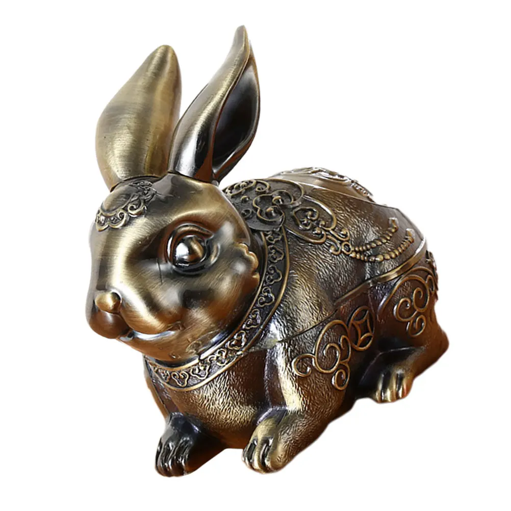 

Rabbit Shaped Zinc Alloy Ashtray Desktop nament Decorative Home Office Elegant Gift Stable Base High Class Material