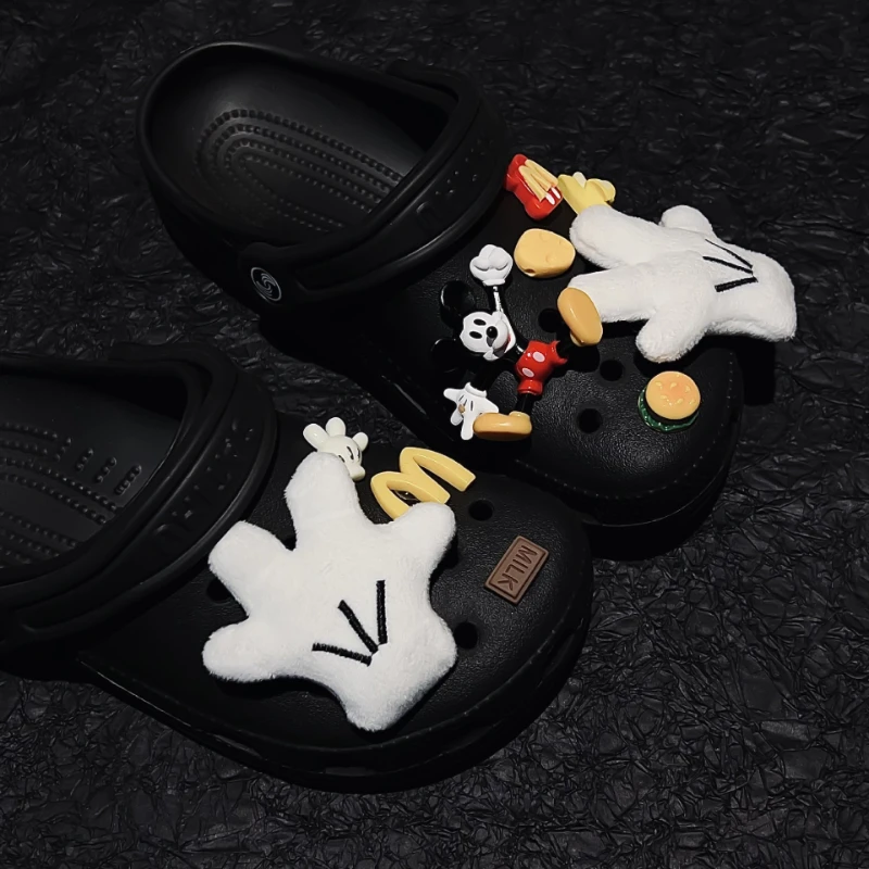 10pcs JIBBITZ Mickey Shoe Charms  Cute Cartoon Animal & Floral Designs Plush Shoe Accessories for DIY Shoe Decor Xmas Party Gift
