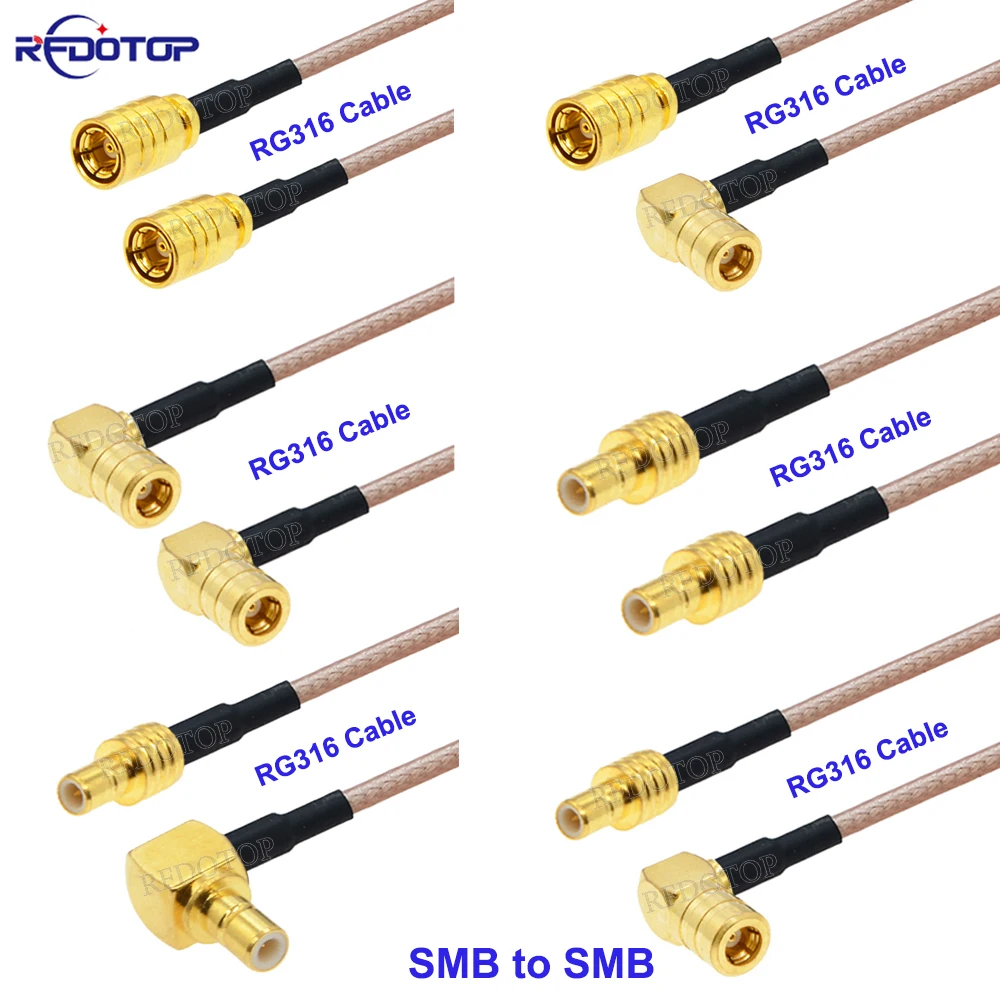 1Pcs RG-316 SMB Male to SMB Male/Female Straight/Right Angle Connector 50 Ohm Low Loss RG316 Cable High-Quality Pigtail Jumper