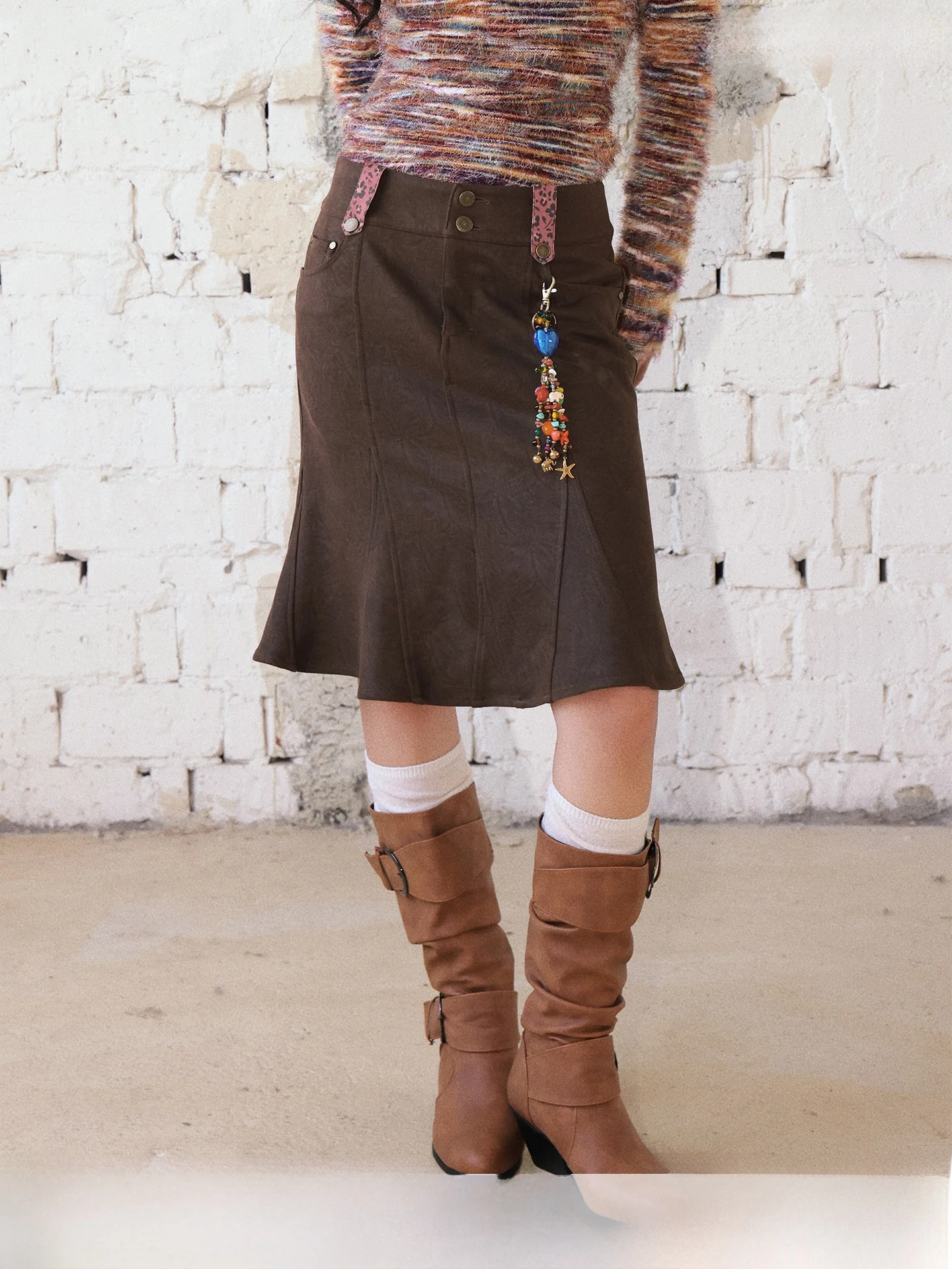 

Новая женская повседневная юбка-рыбка из замши в стиле ретро, модная, универсальная, стройнящая, для прогулок