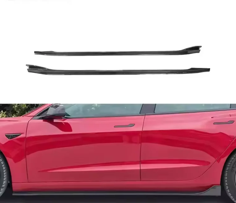 Carbon Fiber Auto Car Side Skirts Extinsion for Tesla Model 3 REVOZPORT Sedan 4-Door 2017-2019