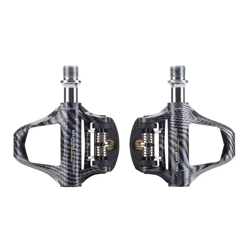 Pédales légères en fibre de carbone avec caleçons de blocage compatibles avec les vélos de route et les équipements de VTT et de cyclisme