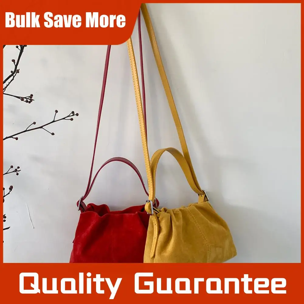 

Women Faux Suede Crossbody Bag with Adjustable Strap Drawstring Top Handle Bag Shoulder Handbags for Travel Winter Fall