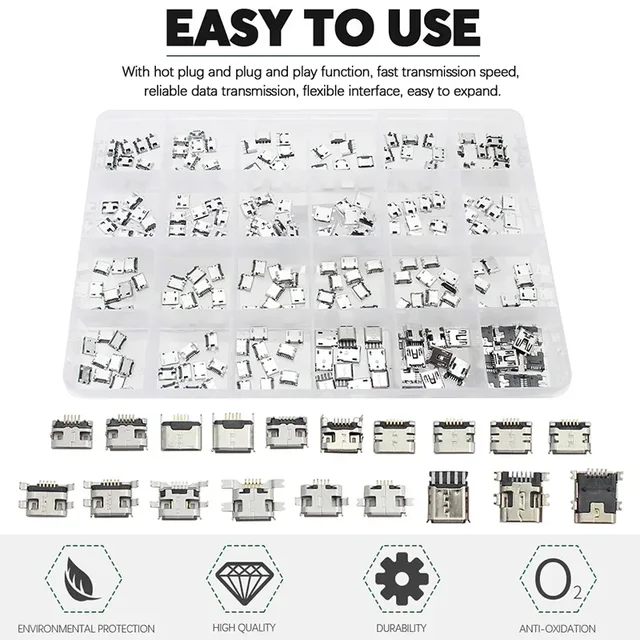 Złącze Micro USB 60 sztuk/opakowanie 240 sztuk/pudełko - Zestaw złączy USB Jack Port ładowania dla MP3/4/5 100% Huawei Lenovo ZTE