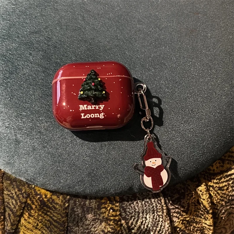 عيد الميلاد ثلج الأحمر حالة ل AirPods 4 Airpod 1 2 3 Pro Pro2 سماعات بلوتوث شحن صندوق واقية حقيبة سماعة الاذن غطاء