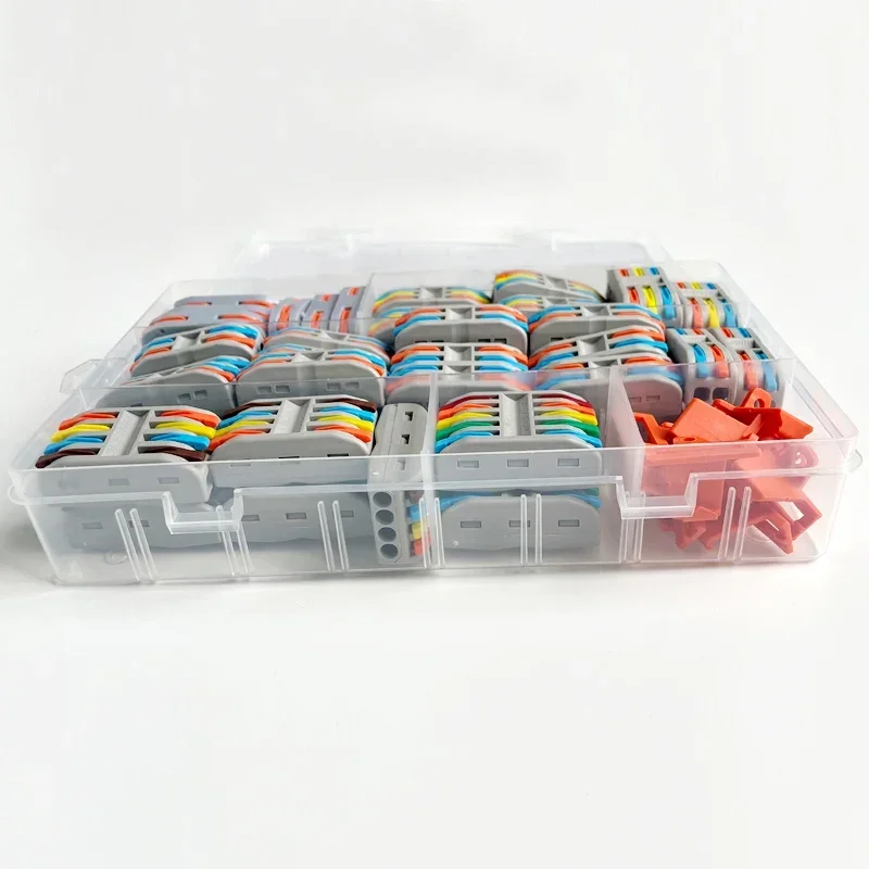 64Pcs Boxed Mini Snelle Boxed Draad Connector Spl Compacte Geleider Veer Bedrading Connector Geleider Push-In Klem Blok