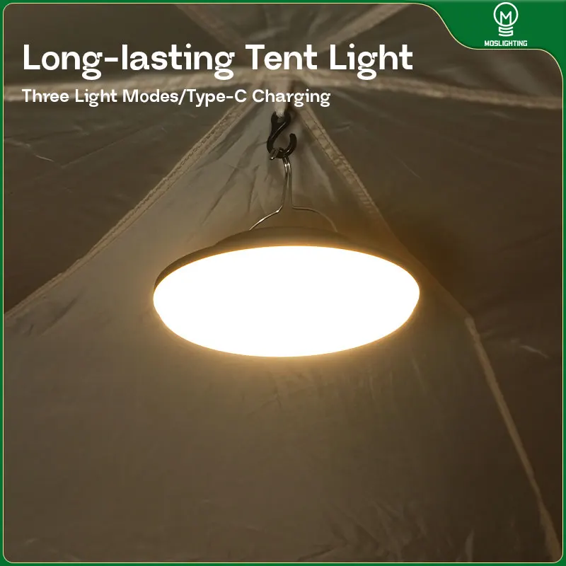 

MOSLIGHTING Кемпинговый фонарь 3 режима освещения Перезаряжаемый портативный фонарик Открытый аварийный фонарь для барбекю Водонепроницаемая подвесная лампа для палатки