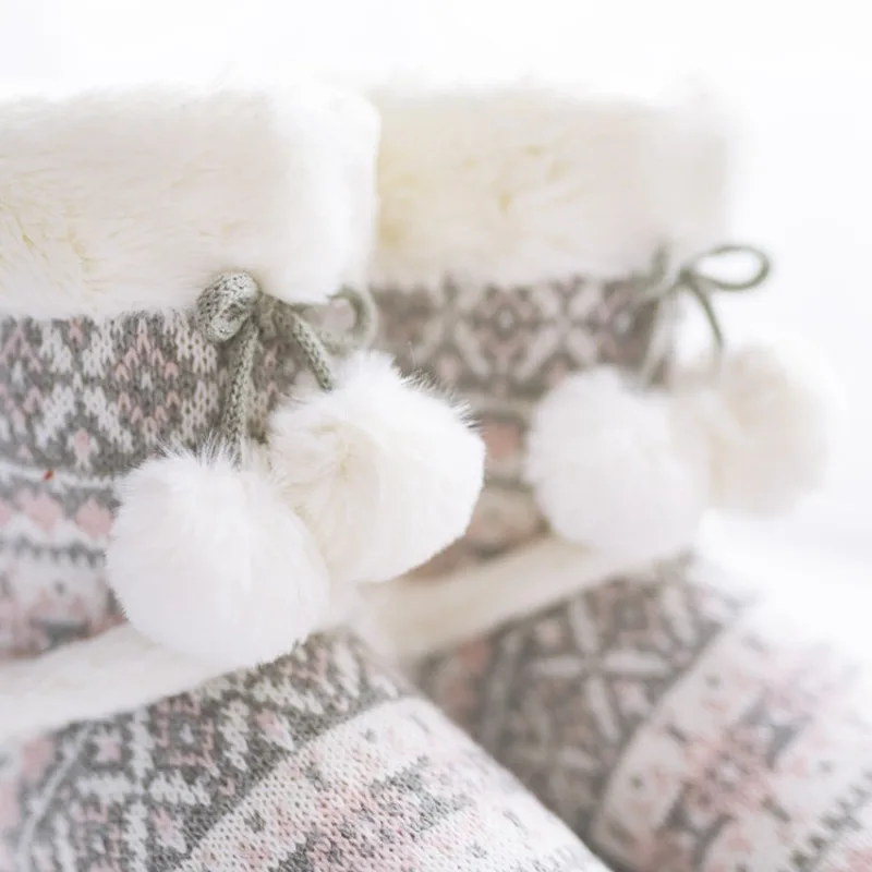 Zapatillas de felpa botas para mujer cálidas y esponjosas invierno interior y exterior lindos zapatos para el hogar