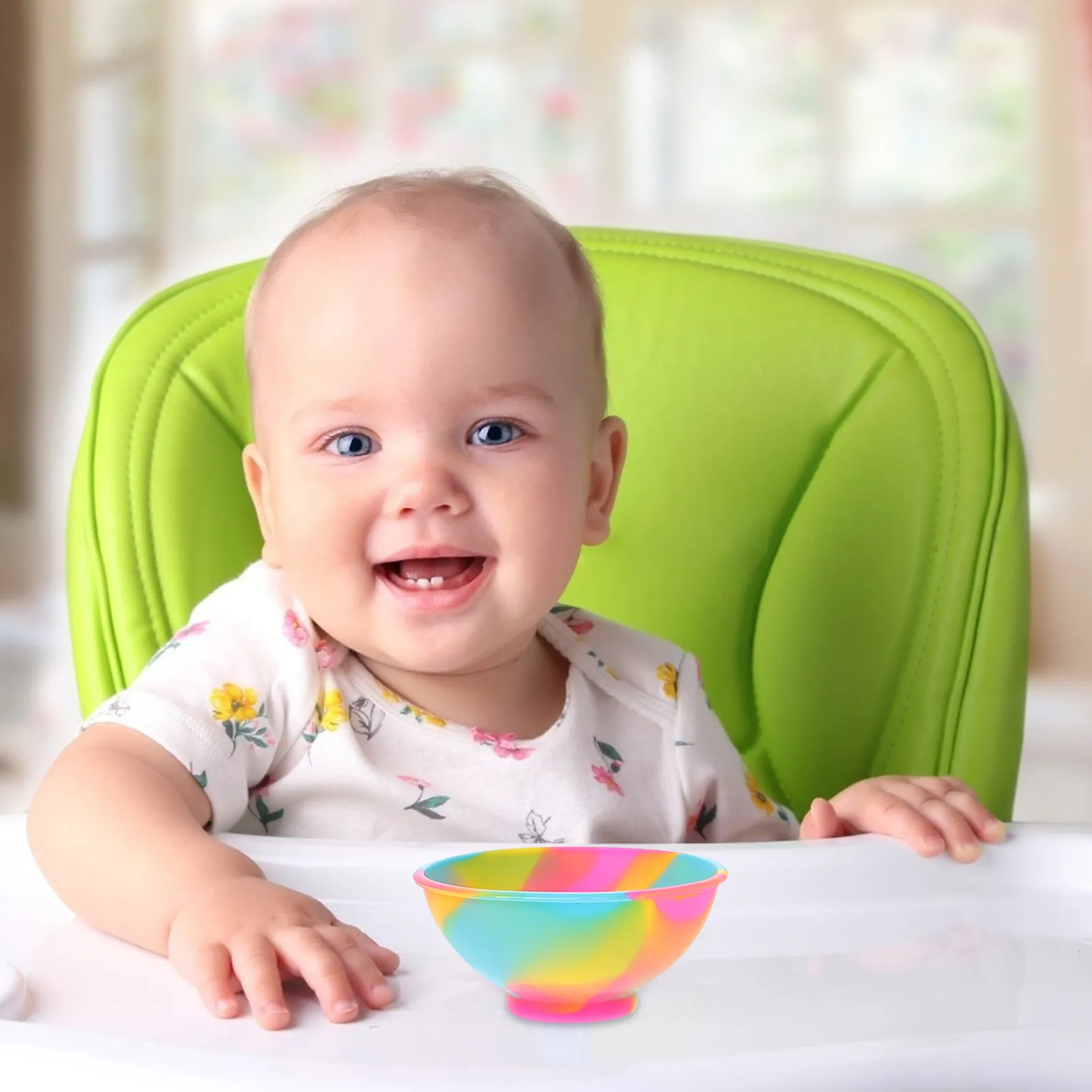 

7Pcs Kids Silicone Dining Bowls Set Educational Colorful Divided Bowls for Toddlers Easy Clean Baby Dinner