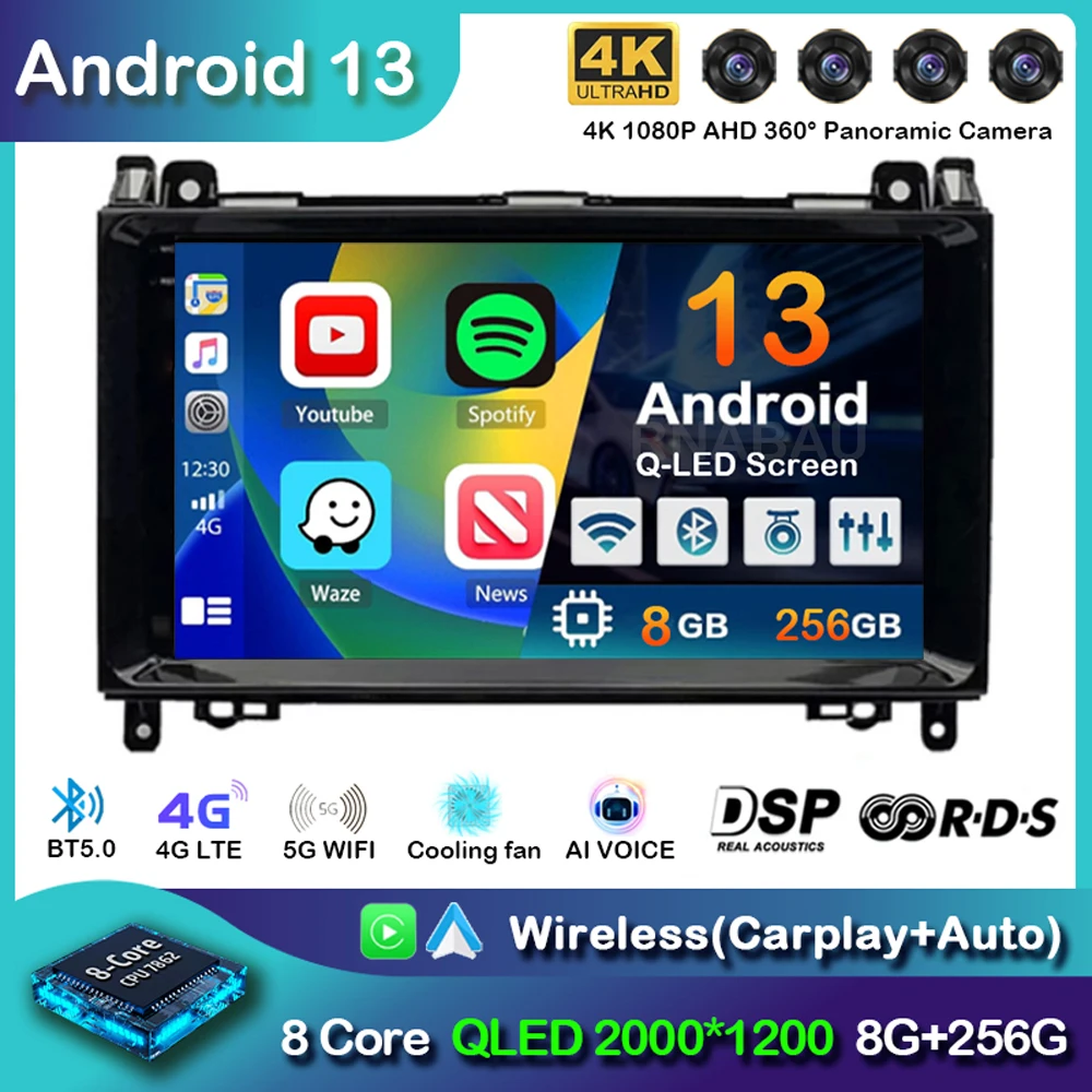 

Android 13 Car Radio for Mercedes Benz B200 Sprinter W906 W639 AB Class W169 W245 Viano Vito Multimedia Player 2 Din Stereo DSP