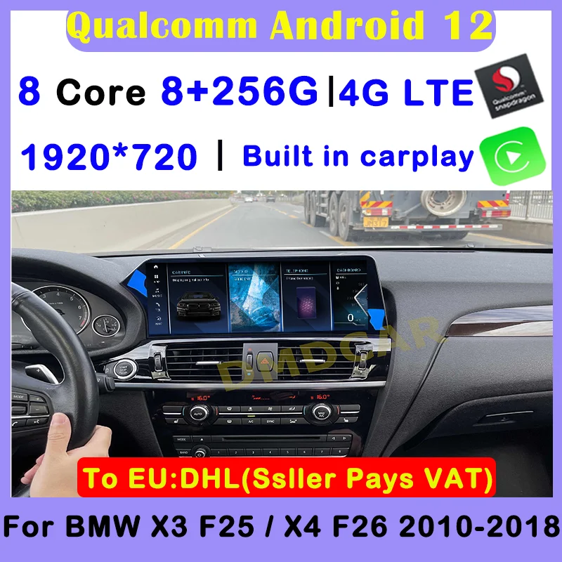 

Snapdragon Android 12 12.5 Inch GPS Navigation Radio Stereo Video Multimedia Player For BMW X3 F25 X4 F26 2010-2018 CIC NBT