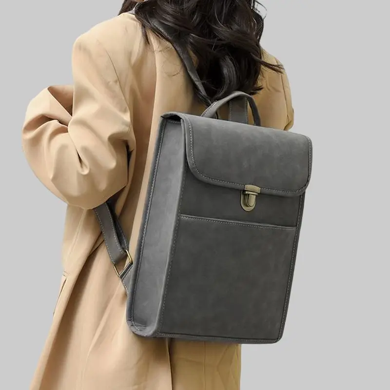 Korean Retro Solid Color Backpack MacBook Air Pro 13 14 15 15.6 16 16.1 Inch Case Multi Function Shockproof Handheld Laptop Bag