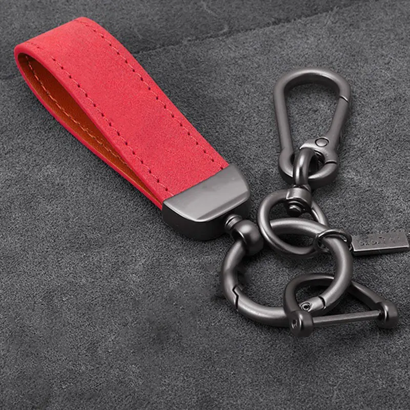 Retro Handgefertigter Leder-Autoschlüsselanhänger für Männer und Frauen Einfacher Rindsleder-Schlüsselring Modisches Unisex-Geschäftsaccessoire Langlebiger Schlüsselhalter – Detail 9