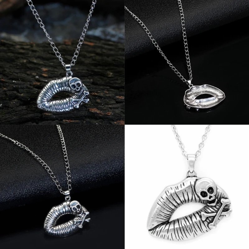 Sturdy Alloy Skull Lips Necklace Jewelry Accessory for Those Who Love Personalize and Punk Styles Daily Use Casual Wear