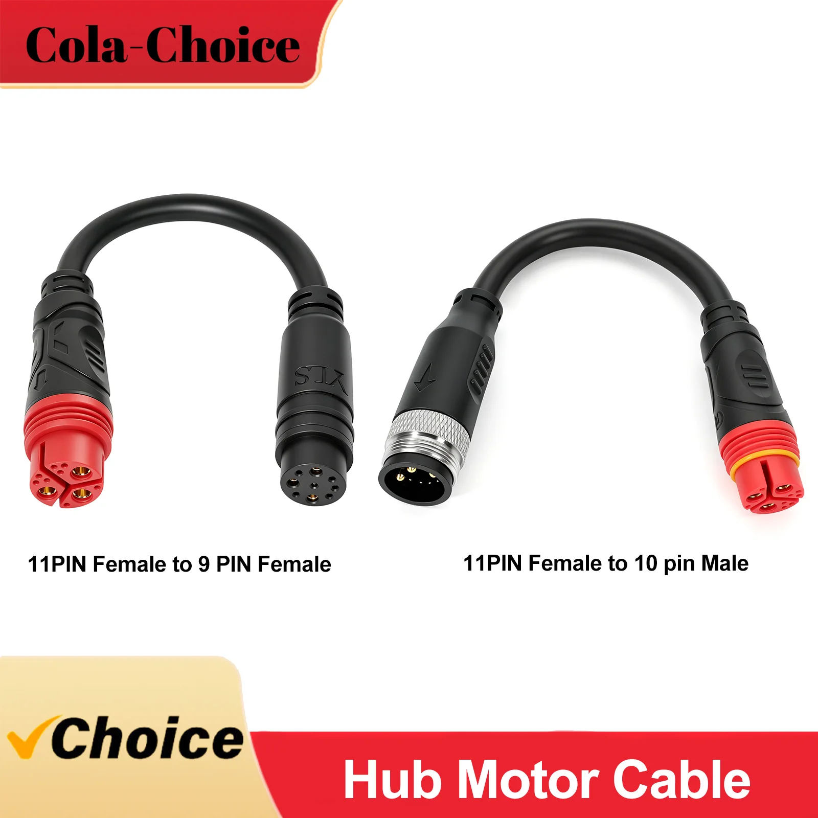 BAFANG Hub Motor Adapter Cable: L1019 10-Pin Male to L1121 11-Pin Female, Ideal for E-Bike Motor/Wheel Replacement & Upgrade