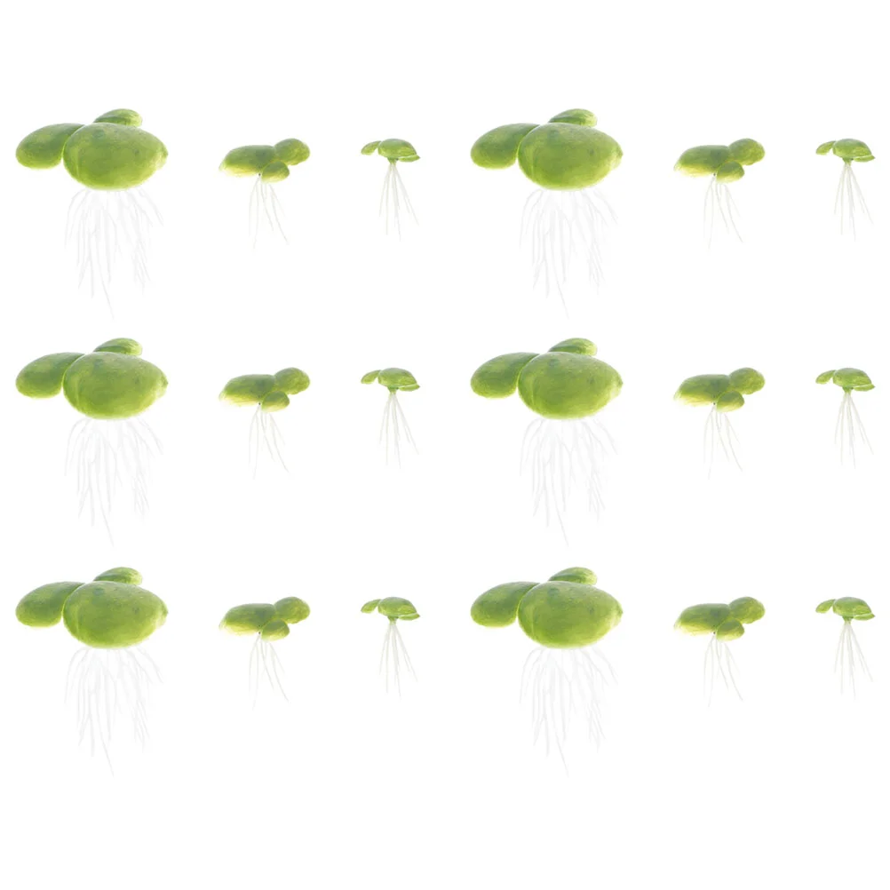 18 Pcs Small Plant Artificial Duckweed Leaves Fake Floating Plastic Aquarium Plants