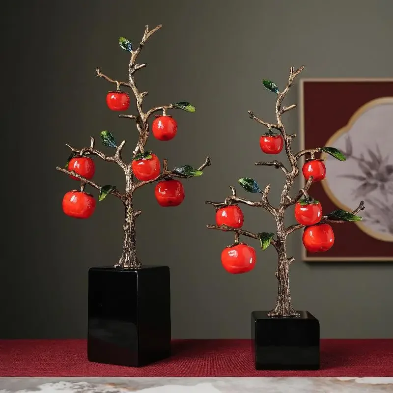 

Simulation Persimmon Tree Metal Handicraft Artificial Plant Ornament Decorative Figurines Room Decoration Accessories