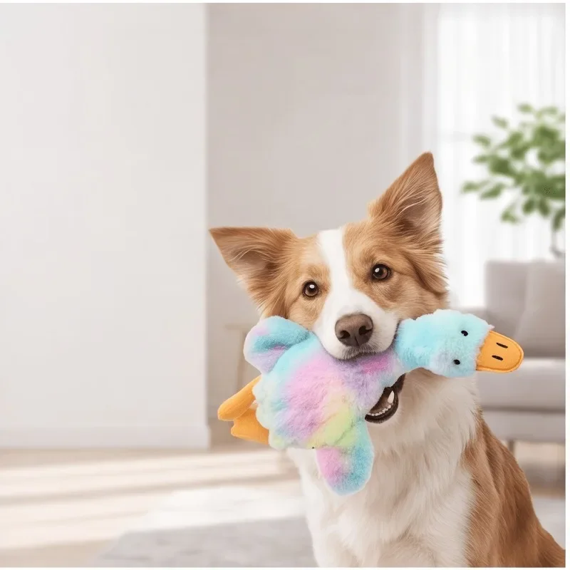1 Stück 50 cm großes weiches Enten-Plüschtier für Katzen und Hunde, waschbarer Haustierbegleiter für kleine/mittelgroße Haustiere (gestickte Augen + kein Reißverschluss-Design) – Detail 7
