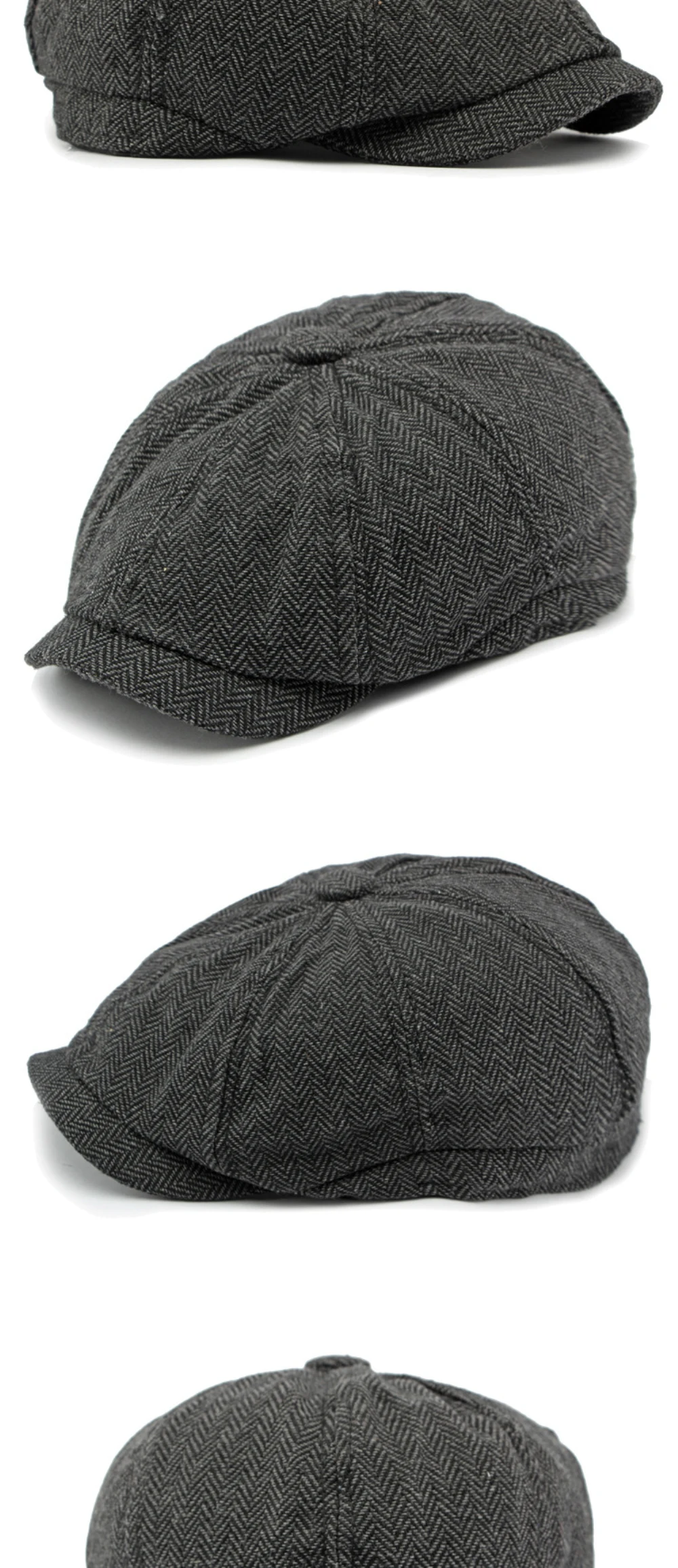 HT4608 Baskenmützen für Männer und Frauen, Künstler- und Maler-Baskenmütze, achteckige Baskenmütze, gestreifte Ivy-Flachmütze für Herren und Damen, Baskenmützen für Frühling, Herbst und Winter. – Detail 12