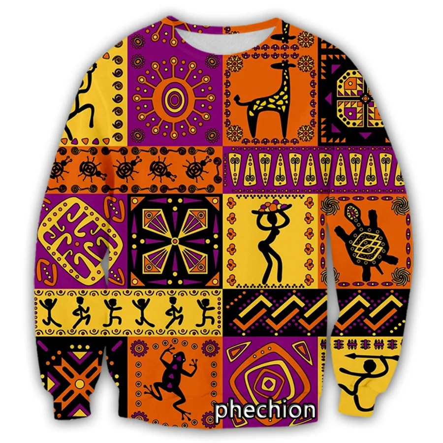 

Phechion Fashion Men/Women African Art3D Print Long Sleeve Sweatshirts Casual Sport Streetwear Clothing Top S97