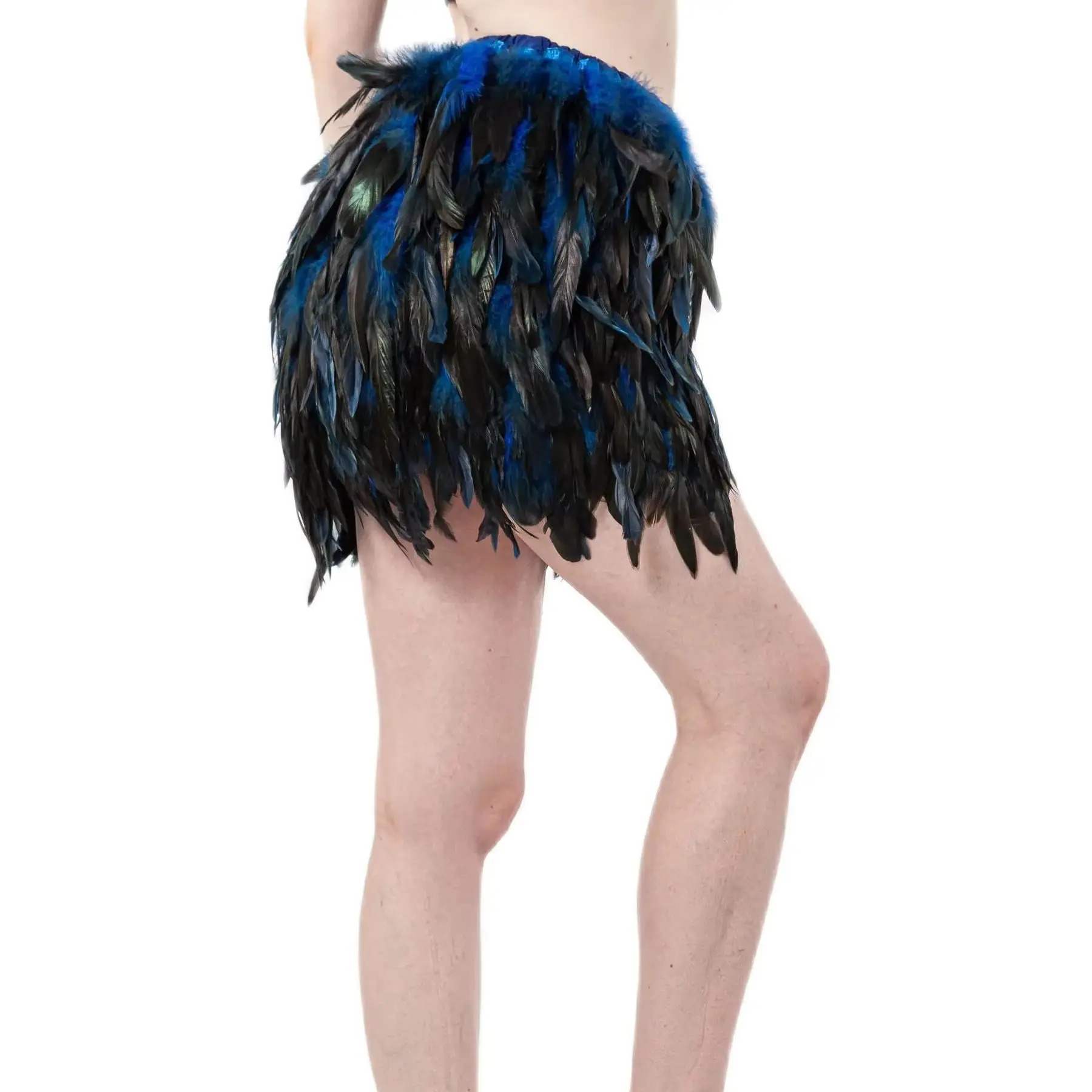 Real Natural Feather Skirt for Women, Multi-Color, Elastic Waist, Dress Costume, Cosplay Cloth, Royal Blue, 210711