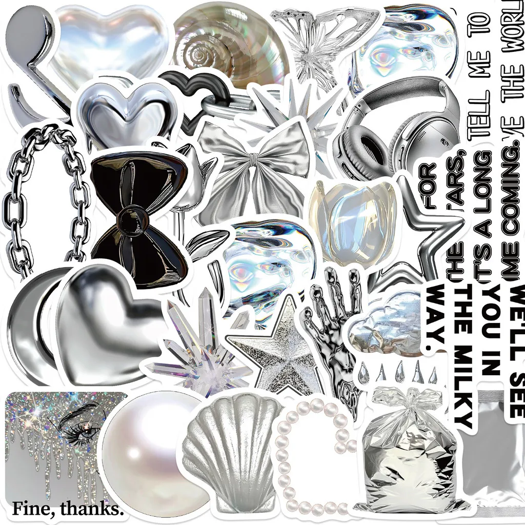 

30Pcs New Silver Mood Series Stickers - Waterproof PVC Decor for Phone Cases Water Bottles DIY Crafts LanLanStickersWorld Store