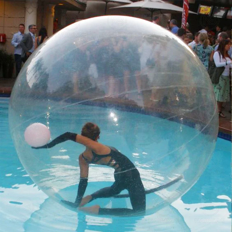 Transparent TPU Inflatable Beach Ball Roll Transparent PVC Inflatable Zorb Ball Strap Zipper-on the Pool