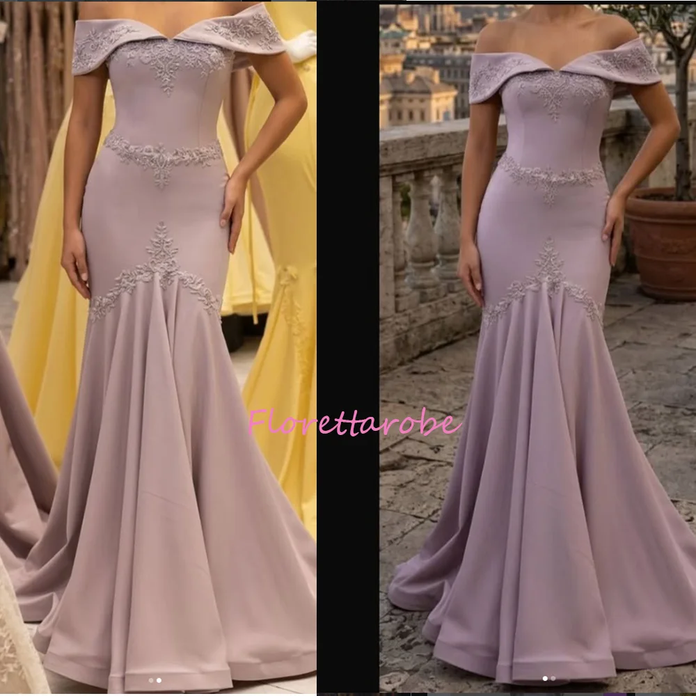 

Customized High Quality Strapless Floor Length Sweep Train Prom Gowns Off Shoulder Lace Appliques Women Evening Dresses