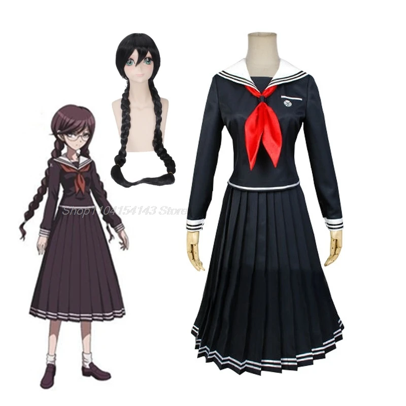 Anime Danganronpa Dangan-Ronpa 2 Toko Fukawa JK schooluniform Set Cosplay Kostuum Pruik Jurk Fullset voor vrouwen meisje geschenken