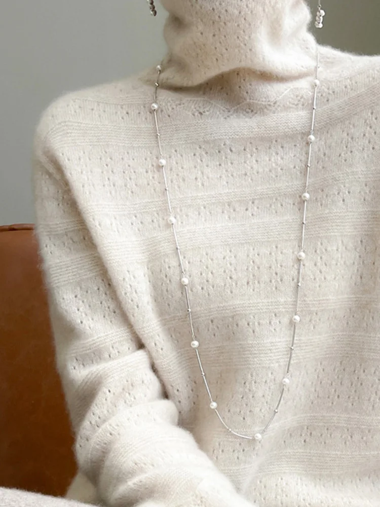 

TLOML Women's Turtleneck Pullover Sweater Autumn Winter 100% Merino Wool Knitwear Basic Soft Warm Bottoms Female Clothing Tops