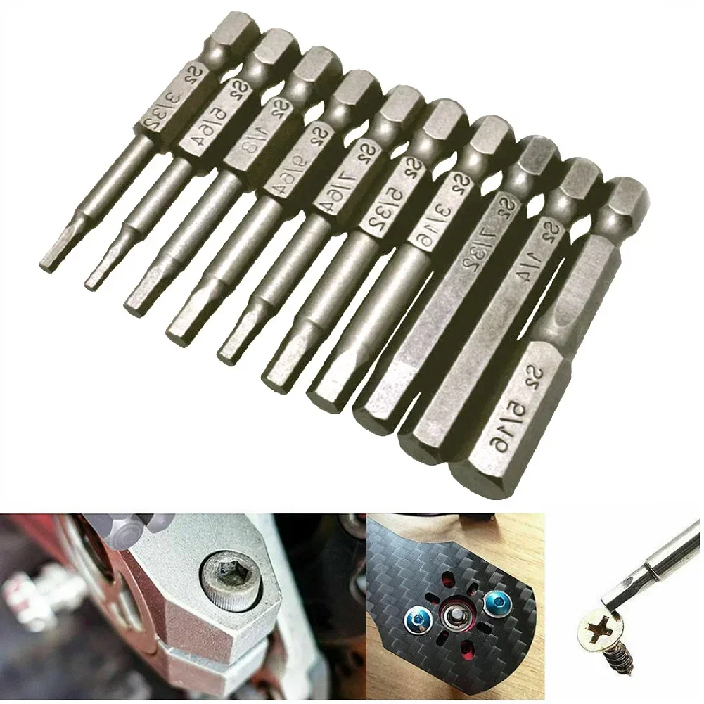 10Pcs Magnetic Hexagonal Screwdriver Head Imperial Hex Shank Wrench Drill Bit Magnet Tips Quick Release 50mm New