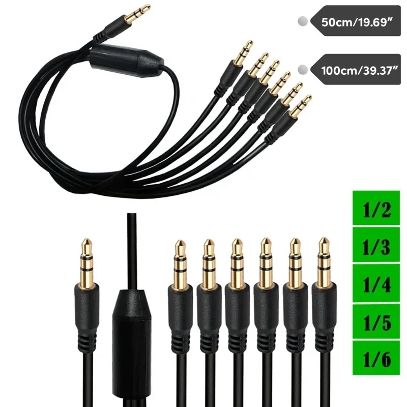 3.5mm rozdzielacz wtyczka słuchawkowa kabel Audio 3.5mm kabel 1 męski do 2/3/4/5/6 męski przewód AUX przejściówka rozgałęziająca dla słuchawki