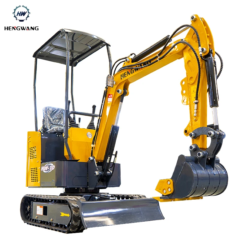 HW10 Excavator Diesel 1 Ton Mini Excavator Bagger 1T Digger Agricultural  Machinery Farm Tractor Gardening Tools Factory Custom