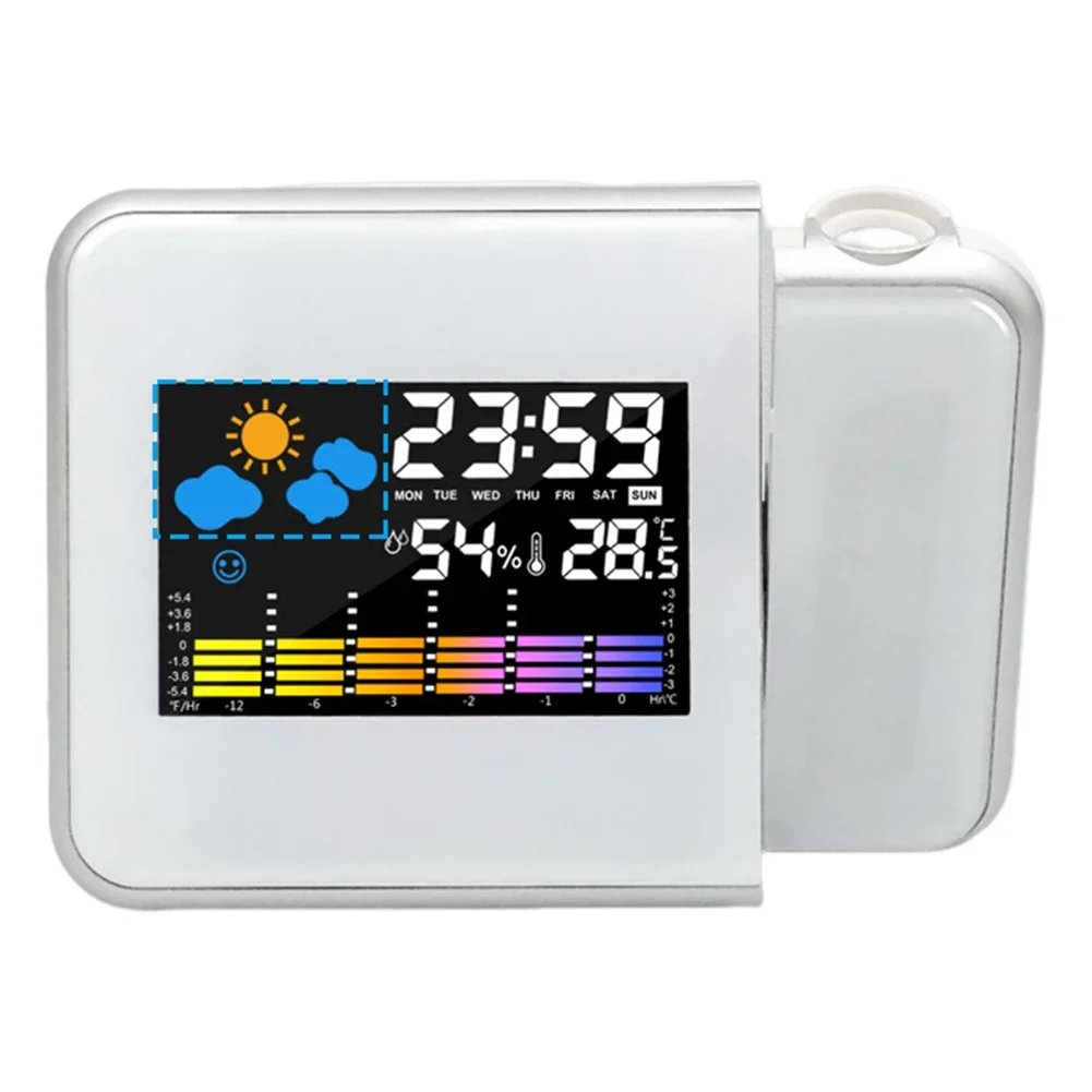 Projectieklok Digitale LED-projector met nachtachtergrondverlichting voor thuis Woonkamer Slaapkamer Bureau Tafelthermometer Hygrometer