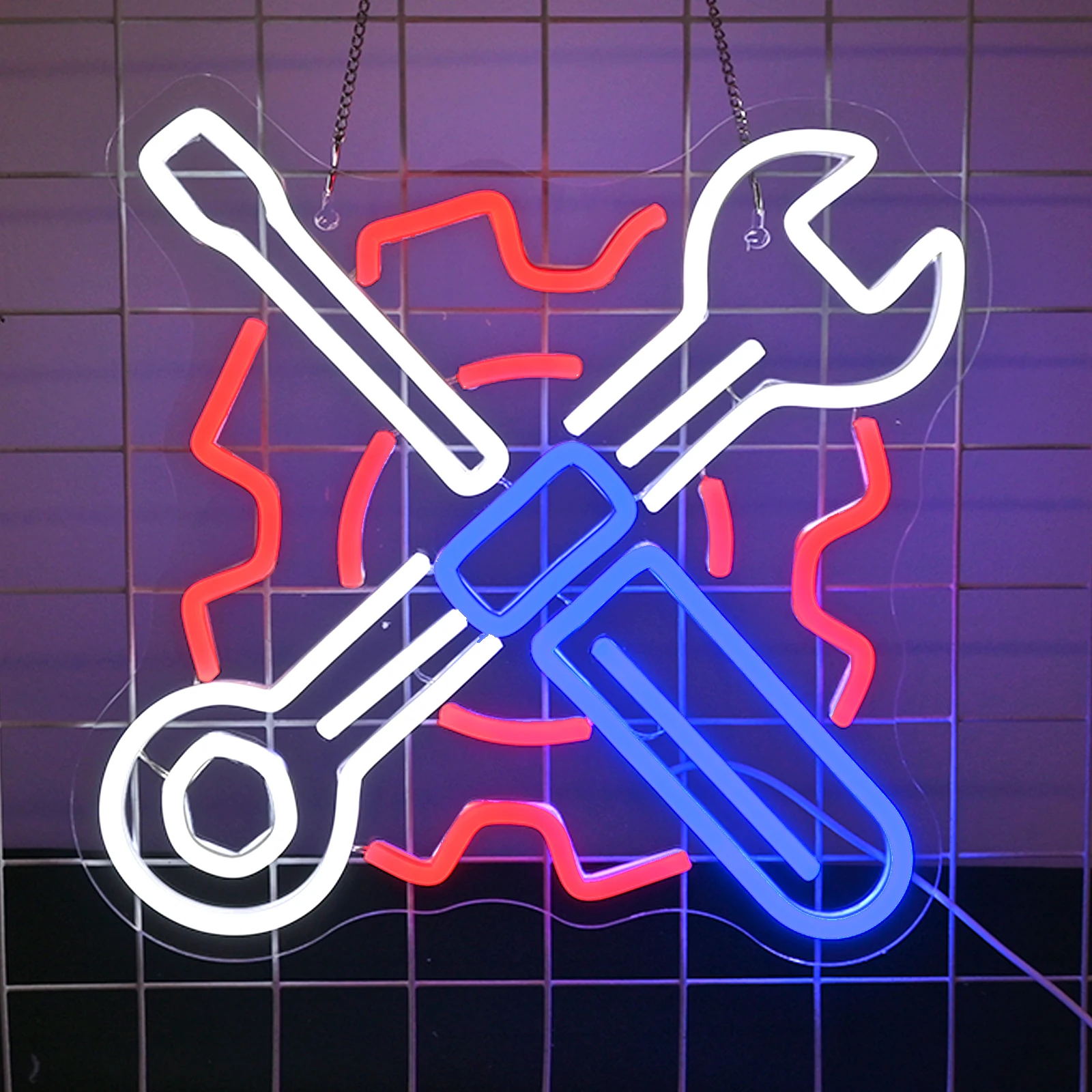 

Wrench Garage Neon Signs for Man Cave Car Led sign for Wall Decor Check Engine Light Auto Room Repair Shop Workshop Gift