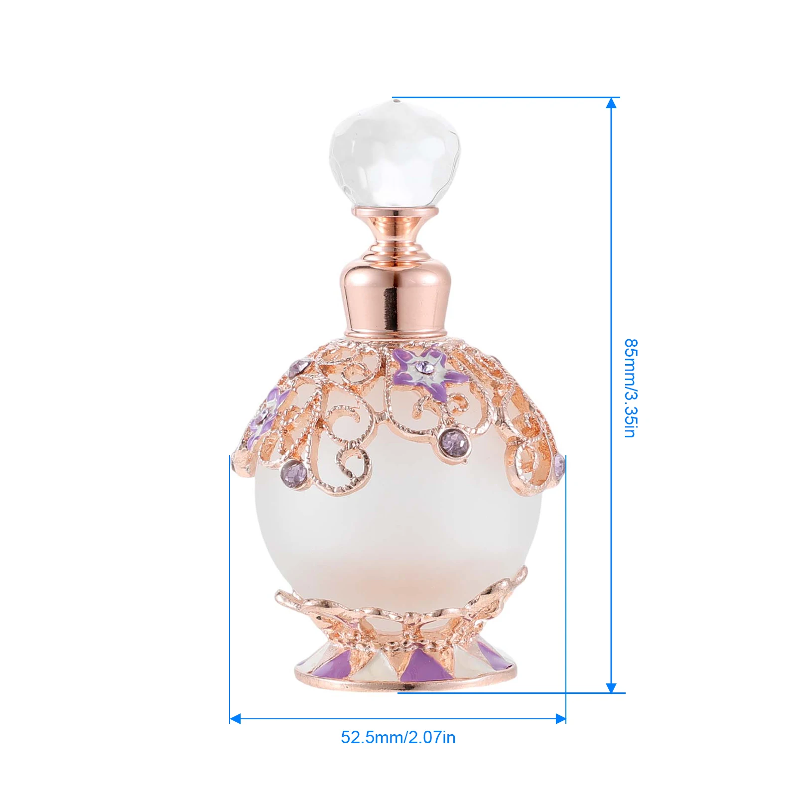 25ml Refillable Empty Purple Perfume Bottles w/ Hollow-out Diamond-embellished Pattern Gift Glass Perfume Bottle Home Decorative