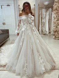 Exquisite Lace Off The Shoulder Wedding Dresses A Line Appliques Long Sleeves Princess Boho Bridal Gowns Vestidos De Novia 2024