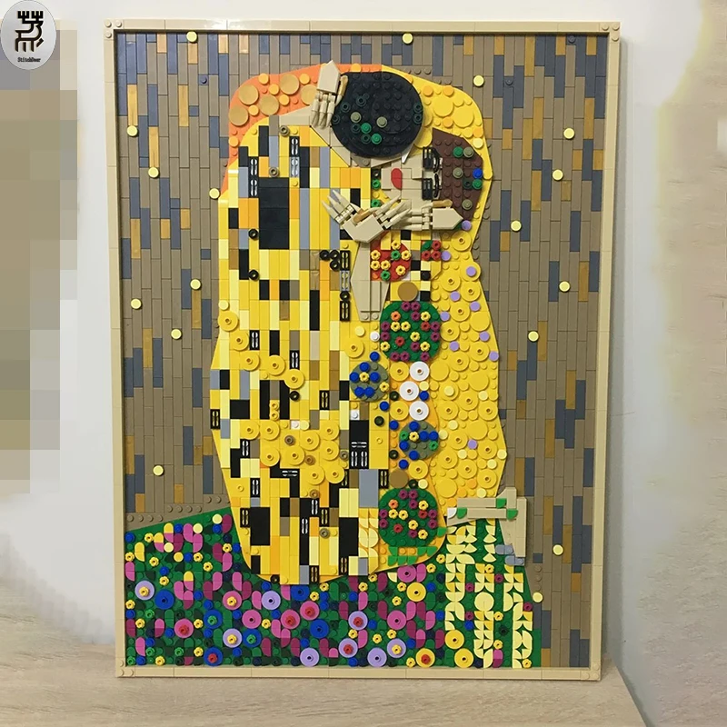 1954PCS MOC Full Square DIY Mural Painting Gustav Klimt The Kiss Building Blocks Puzzle Assembly Ornaments Toy Brick Decor Gift