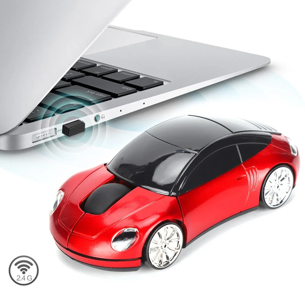 Funny 2.4G Car Shaped Mouse LED Light Blue/Red/Pink/Black Car Mouse Portable USB Receiver Mouse Desktop Computer