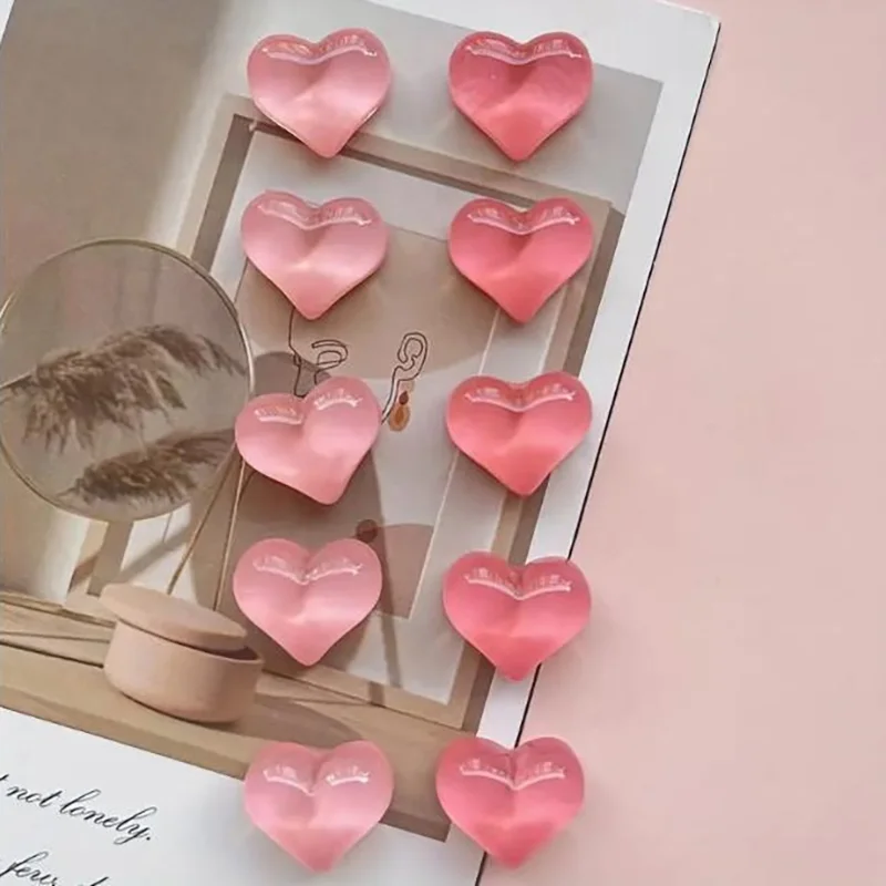 6pcs Heart Shaped Refrigerator Magnets Set Strong Plastic Water Ripple Design Magnetic Whiteboard Picture Fridge Accessories